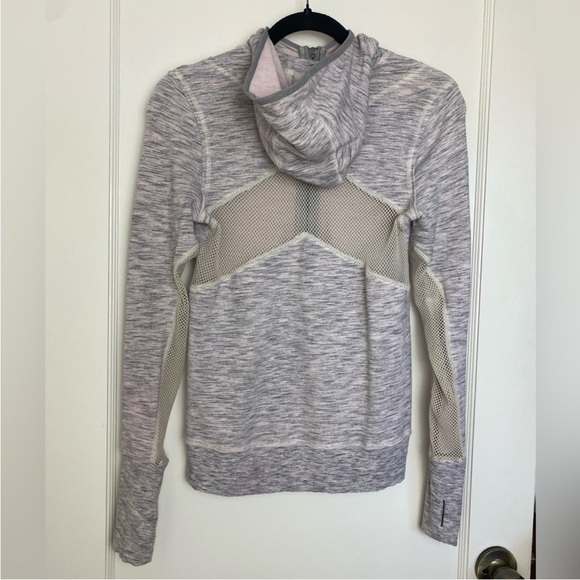 FREE PEOPLE MOVEMENT Markle Mesh 1/2 Zip Hoodie, Heathered Gray Pink M - Picture 7 of 8